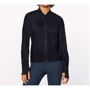 Lululemon Run On Jacket First Release Midnight Navy Waterproof Full Zip Women 6